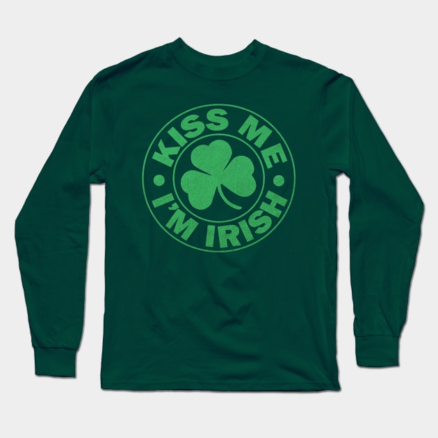 Kiss Me I'm Irish Shamrock St Paddys Day Men Women Long Sleeve T-Shirt by JohnnyxPrint